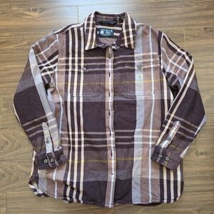 Carhartt Womens Brown Plaid Heavy Shirt Jacket